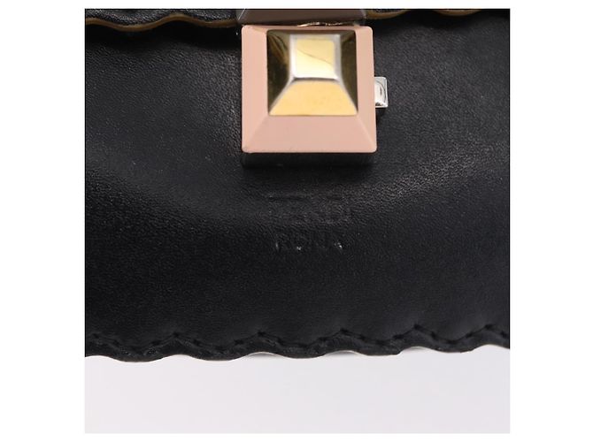 FENDI Canay Chain Shoulder Bag Leather Black Silver 8M0381 - vista 15