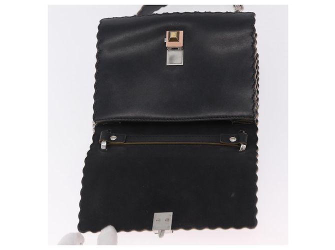 FENDI Canay Chain Shoulder Bag Leather Black Silver 8M0381 - vista 19