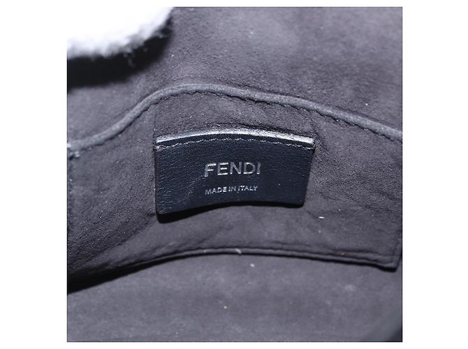 FENDI Canay Chain Shoulder Bag Leather Black Silver 8M0381 - vista 22