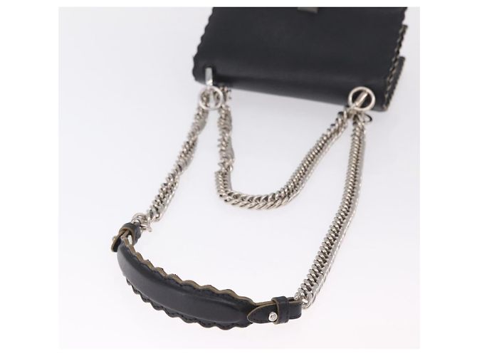 FENDI Canay Chain Shoulder Bag Leather Black Silver 8M0381 - vista 7