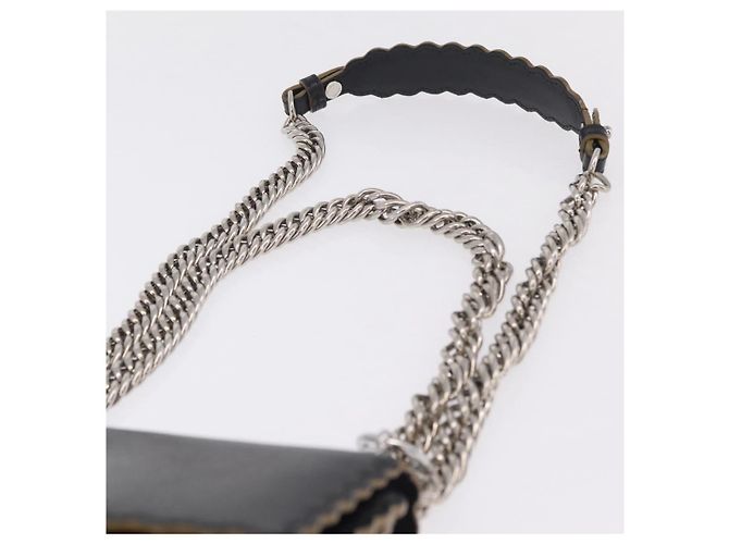 FENDI Canay Chain Shoulder Bag Leather Black Silver 8M0381 - vista 8