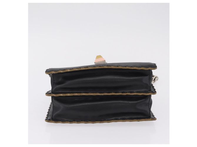 FENDI Canay Chain Shoulder Bag Leather Black Silver 8M0381 - vista 9