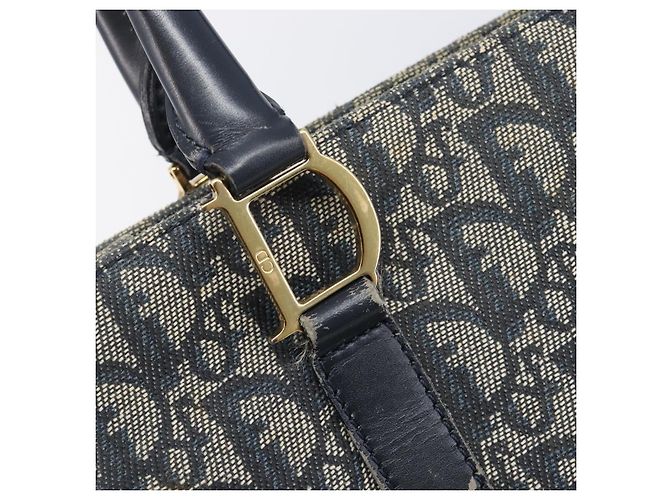 Christian Dior Trotter Canvas Hand Bag Navy Gold Tone - vista 15