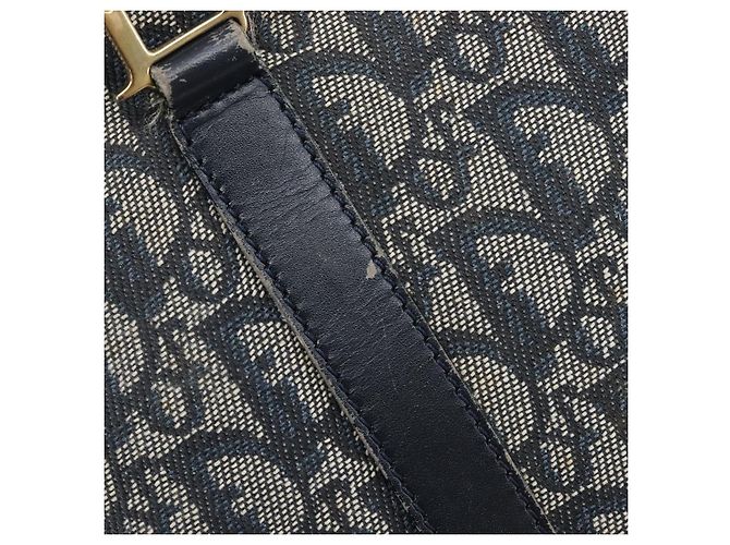 Christian Dior Trotter Canvas Hand Bag Navy Gold Tone - vista 16