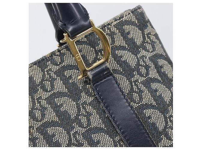 Christian Dior Trotter Canvas Hand Bag Navy Gold Tone - vista 17