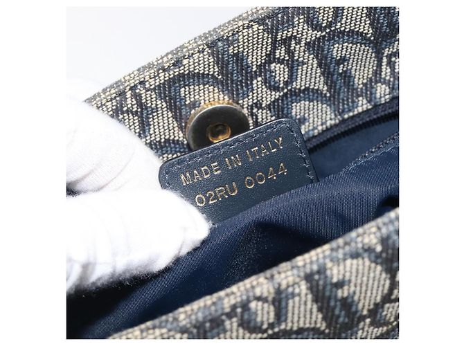 Christian Dior Trotter Canvas Hand Bag Navy Gold Tone - vista 24