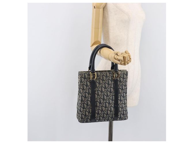 Christian Dior Trotter Canvas Hand Bag Navy Gold Tone - vista 25
