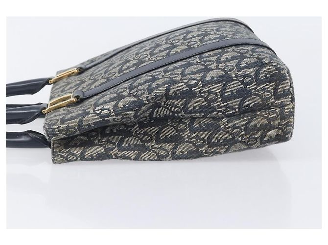 Christian Dior Trotter Canvas Hand Bag Navy Gold Tone - vista 5