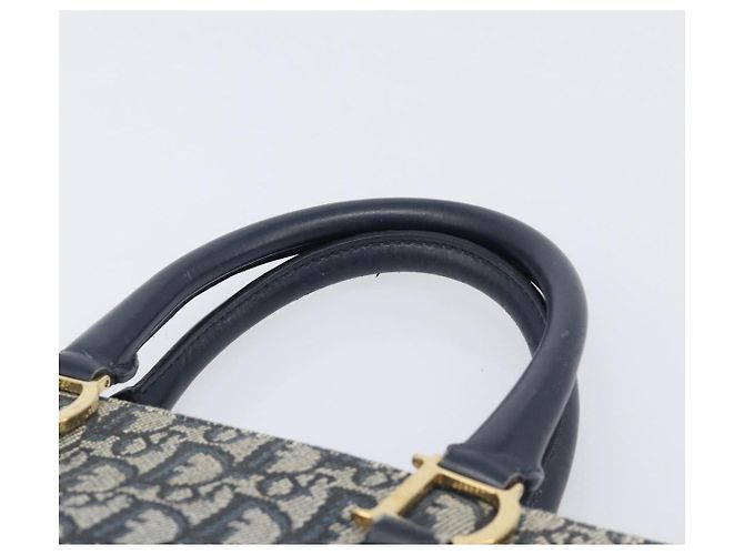 Christian Dior Trotter Canvas Hand Bag Navy Gold Tone - vista 8