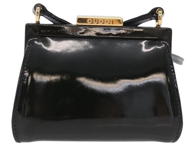 GUCCI Shoulder Bag Patent leather Green Gold - vista 2