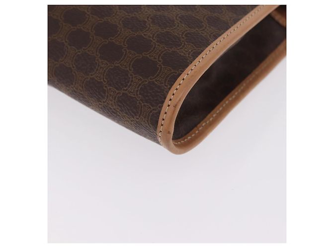 Céline CELINE Macadam Canvas Clutch Bag PVC Leather Brown Gold - vista 11