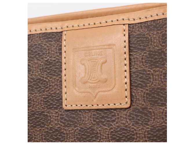 Céline CELINE Macadam Canvas Clutch Bag PVC Leather Brown Gold - vista 14