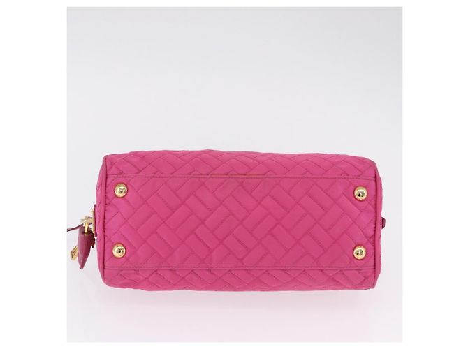 PRADA Schultertasche mit Kette Nylon Pink Gold - Ansicht 10