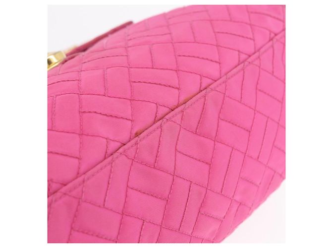 PRADA Schultertasche mit Kette Nylon Pink Gold - Ansicht 11