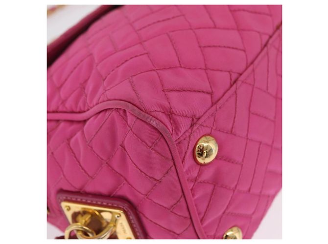 PRADA Schultertasche mit Kette Nylon Pink Gold - Ansicht 12