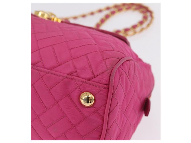PRADA Schultertasche mit Kette Nylon Pink Gold - Ansicht 13