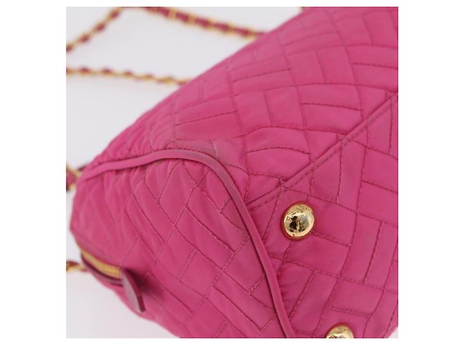 PRADA Schultertasche mit Kette Nylon Pink Gold - Ansicht 14