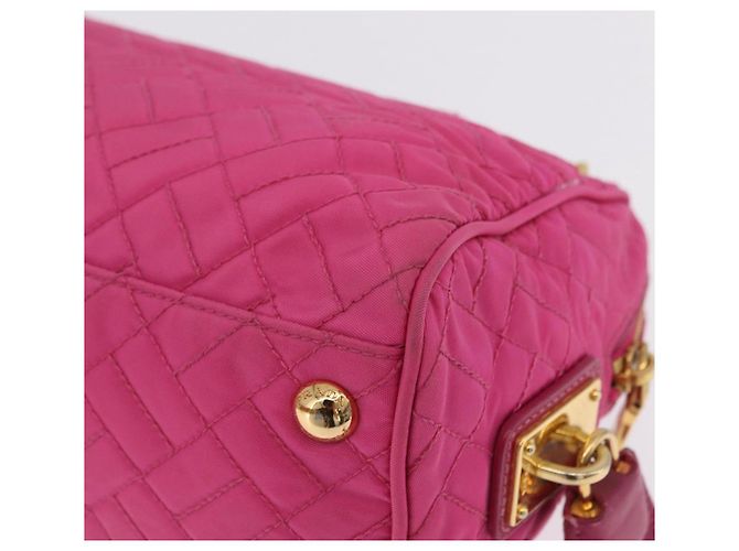 PRADA Schultertasche mit Kette Nylon Pink Gold - Ansicht 15