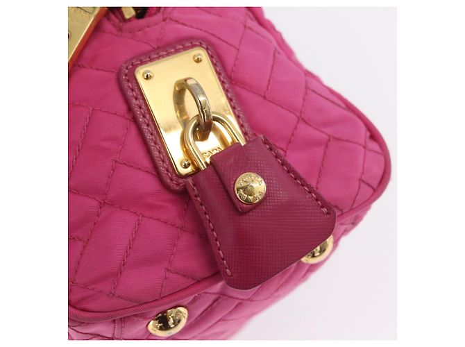 PRADA Schultertasche mit Kette Nylon Pink Gold - Ansicht 16