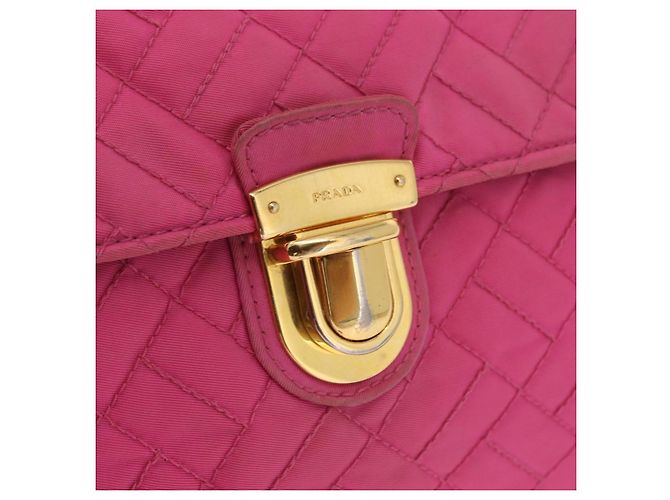 PRADA Schultertasche mit Kette Nylon Pink Gold - Ansicht 19