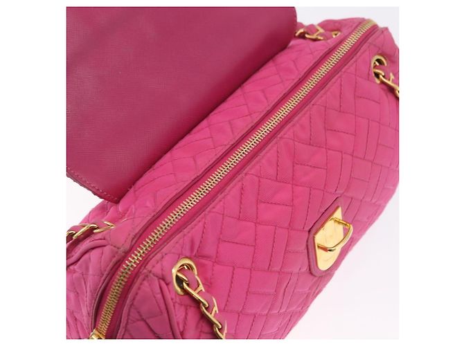 PRADA Schultertasche mit Kette Nylon Pink Gold - Ansicht 22