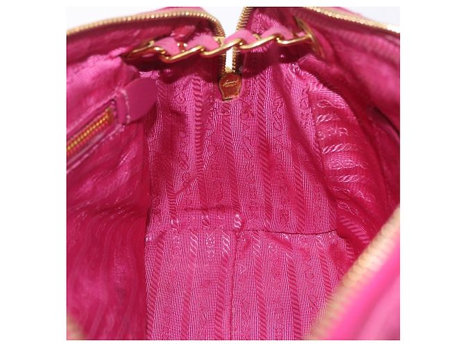 PRADA Schultertasche mit Kette Nylon Pink Gold - Ansicht 26