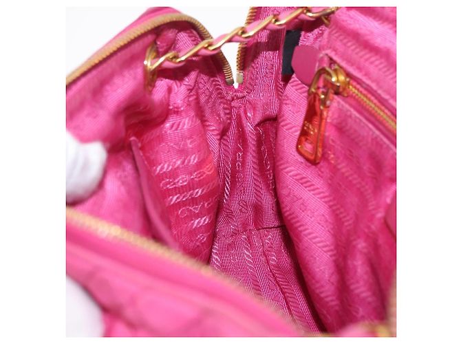 PRADA Schultertasche mit Kette Nylon Pink Gold - Ansicht 27