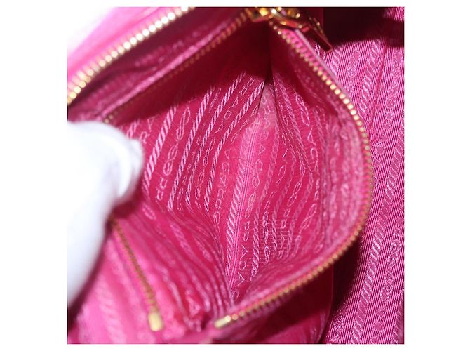 PRADA Schultertasche mit Kette Nylon Pink Gold - Ansicht 29