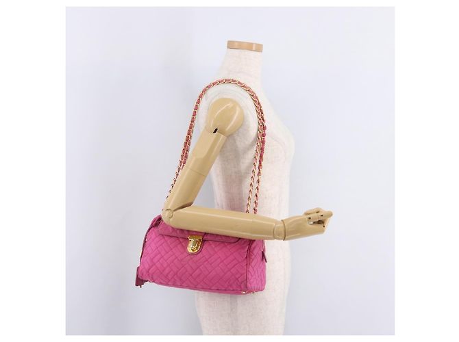 PRADA Schultertasche mit Kette Nylon Pink Gold - Ansicht 33