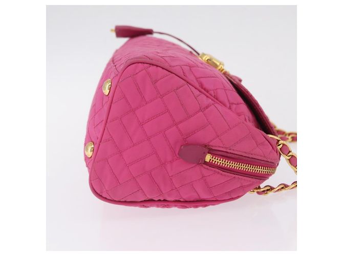 PRADA Schultertasche mit Kette Nylon Pink Gold - Ansicht 4