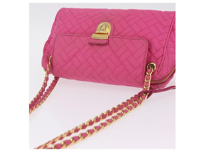 PRADA Schultertasche mit Kette Nylon Pink Gold - Ansicht 6