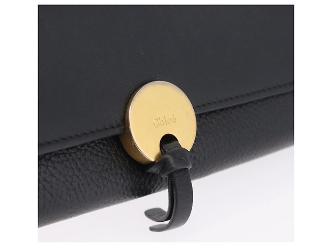 Chloé Chloe Indie Long Wallet Leather Black Gold Tone - vista 13