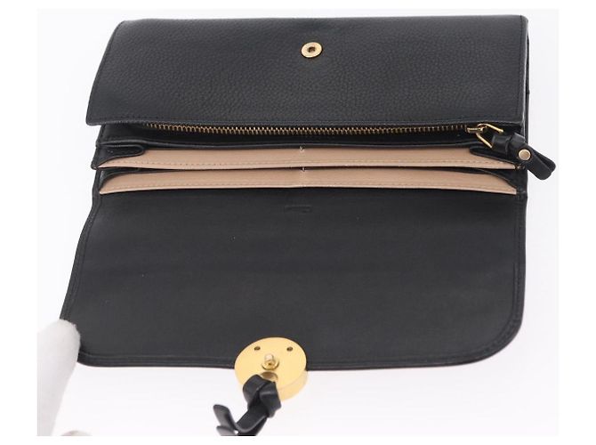 Chloé Chloe Indie Long Wallet Leather Black Gold Tone - vista 14