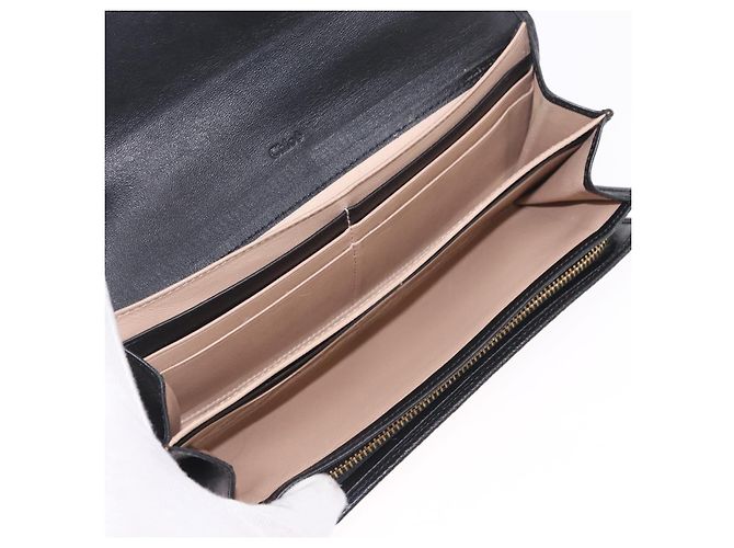 Chloé Chloe Indie Long Wallet Leather Black Gold Tone - vista 18