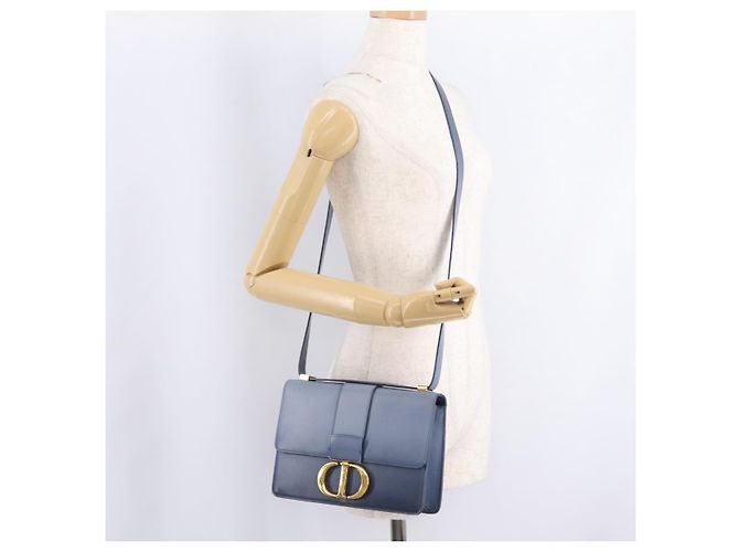 Christian Dior 30 Montaigne Shoulder Bag Leather Blue Gold - vista 30