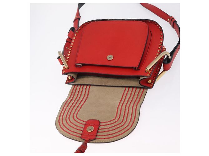 Chloé Chloe Shoulder Bag Leather Red Gold - vista 16