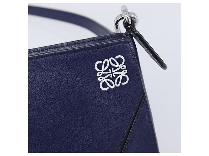 LOEWE Puzzle Pouch Shoulder Bag Leather Navy Silver - Ansicht 17