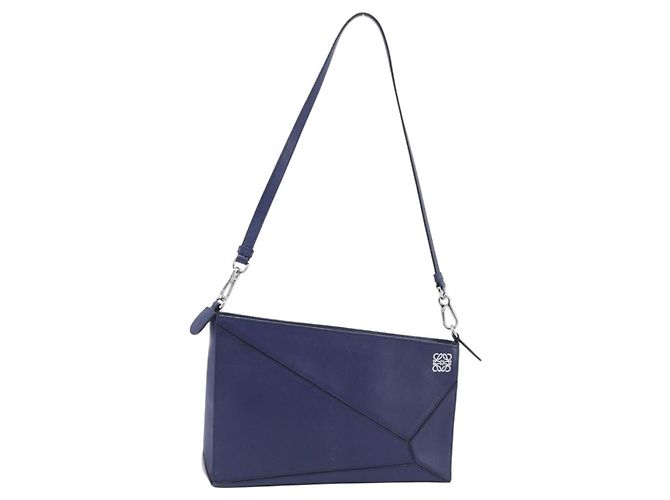 LOEWE Puzzle Pouch Shoulder Bag Leather Navy Silver - Ansicht 2