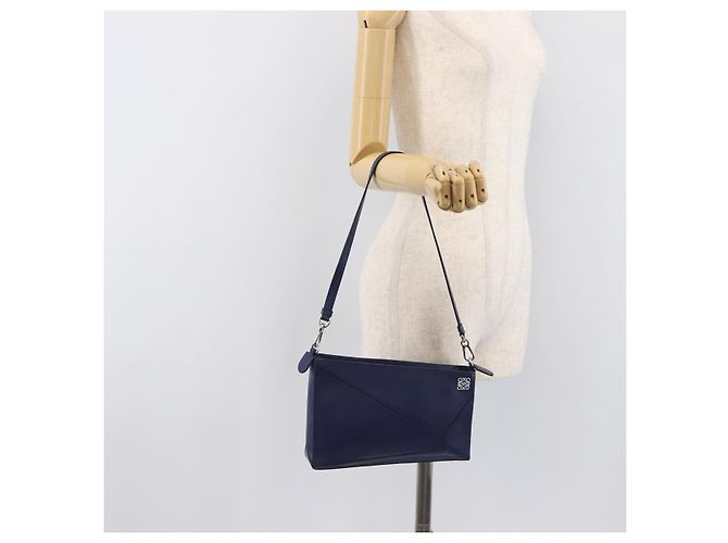 LOEWE Puzzle Pouch Shoulder Bag Leather Navy Silver - Ansicht 25