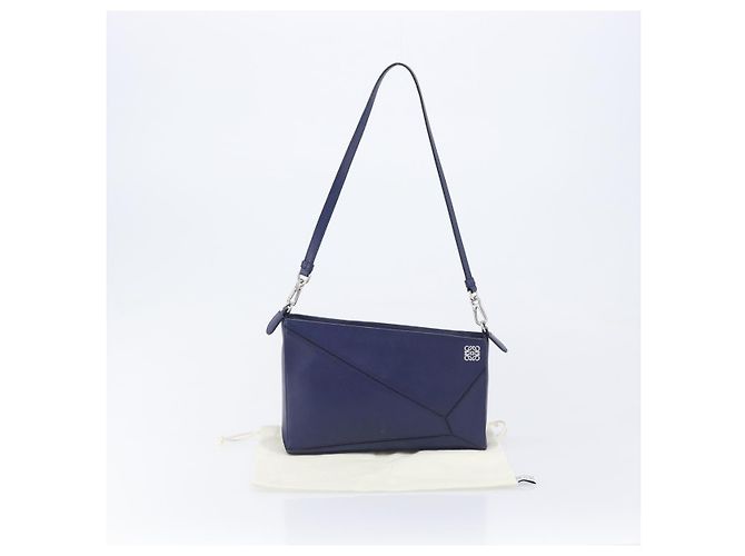 LOEWE Puzzle Pouch Shoulder Bag Leather Navy Silver - Ansicht 26