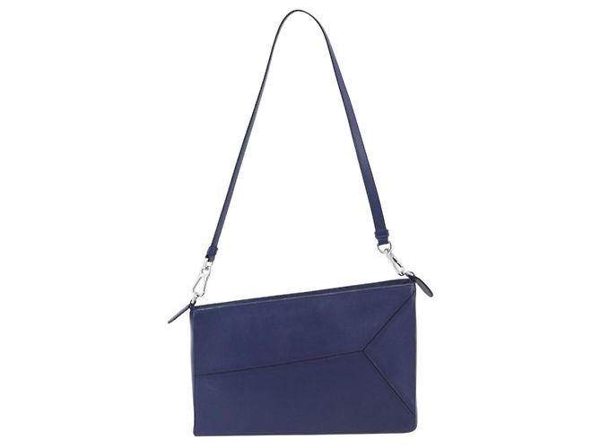 LOEWE Puzzle Pouch Shoulder Bag Leather Navy Silver - Ansicht 3