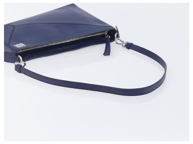 LOEWE Puzzle Pouch Shoulder Bag Leather Navy Silver - Ansicht 7