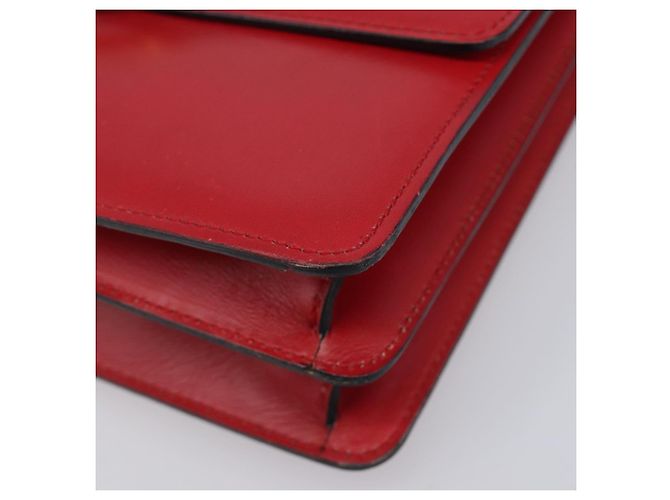 Céline CELINE Bolsa de mão em couro vermelho e dourado - vista 10