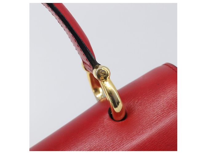 Céline CELINE Bolsa de mão em couro vermelho e dourado - vista 15
