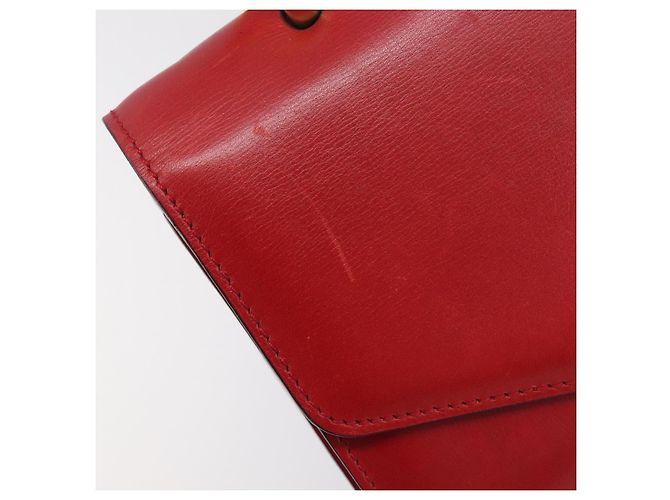 Céline CELINE Bolsa de mão em couro vermelho e dourado - vista 16