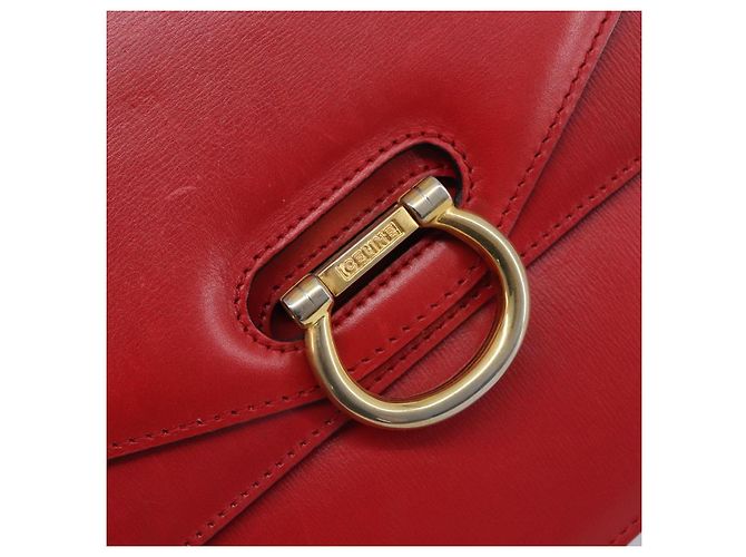 Céline CELINE Bolsa de mão em couro vermelho e dourado - vista 17