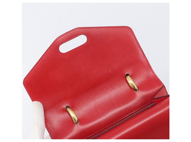 Céline CELINE Bolsa de mão em couro vermelho e dourado - vista 18