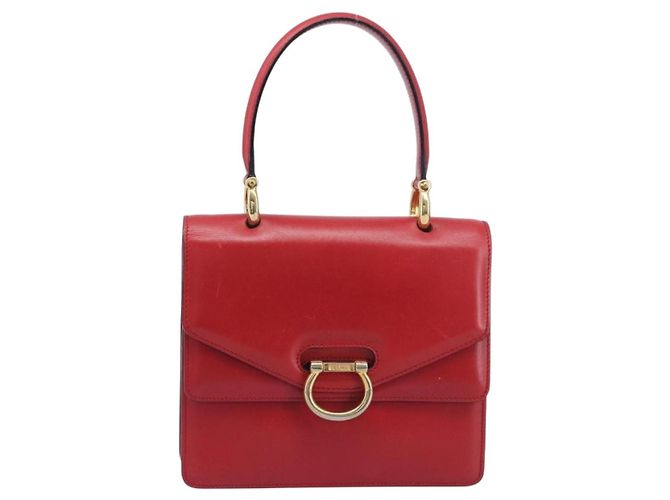 Céline CELINE Bolsa de mão em couro vermelho e dourado - vista 2