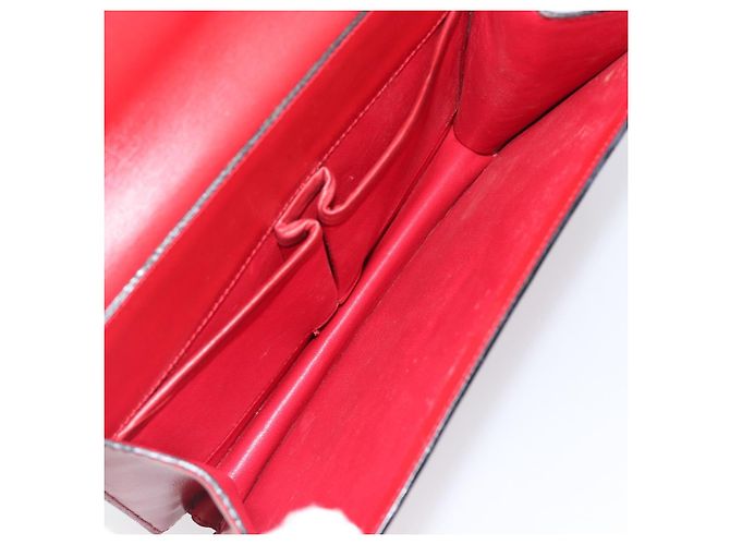 Céline CELINE Bolsa de mão em couro vermelho e dourado - vista 26