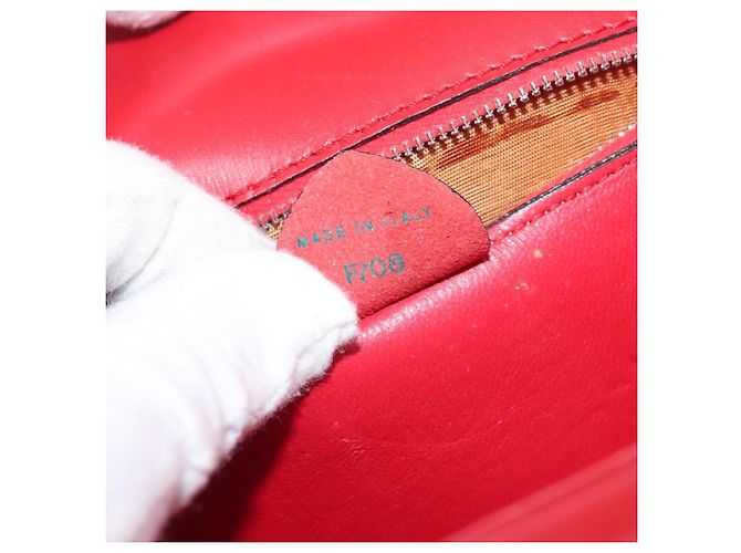 Céline CELINE Bolsa de mão em couro vermelho e dourado - vista 27